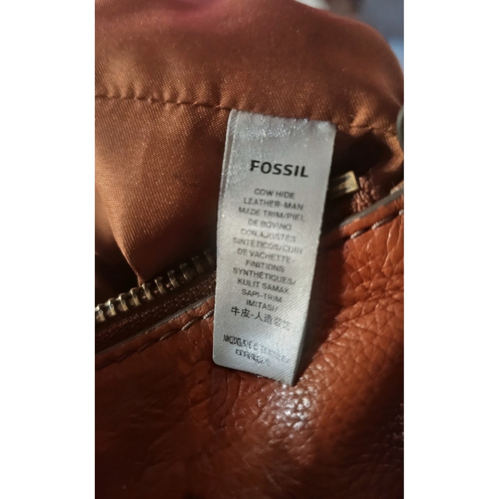 Fossil Voyager SM Crossbody Bag Brown Leather Small Messenger Brass Hardware - Picture 6 of 10